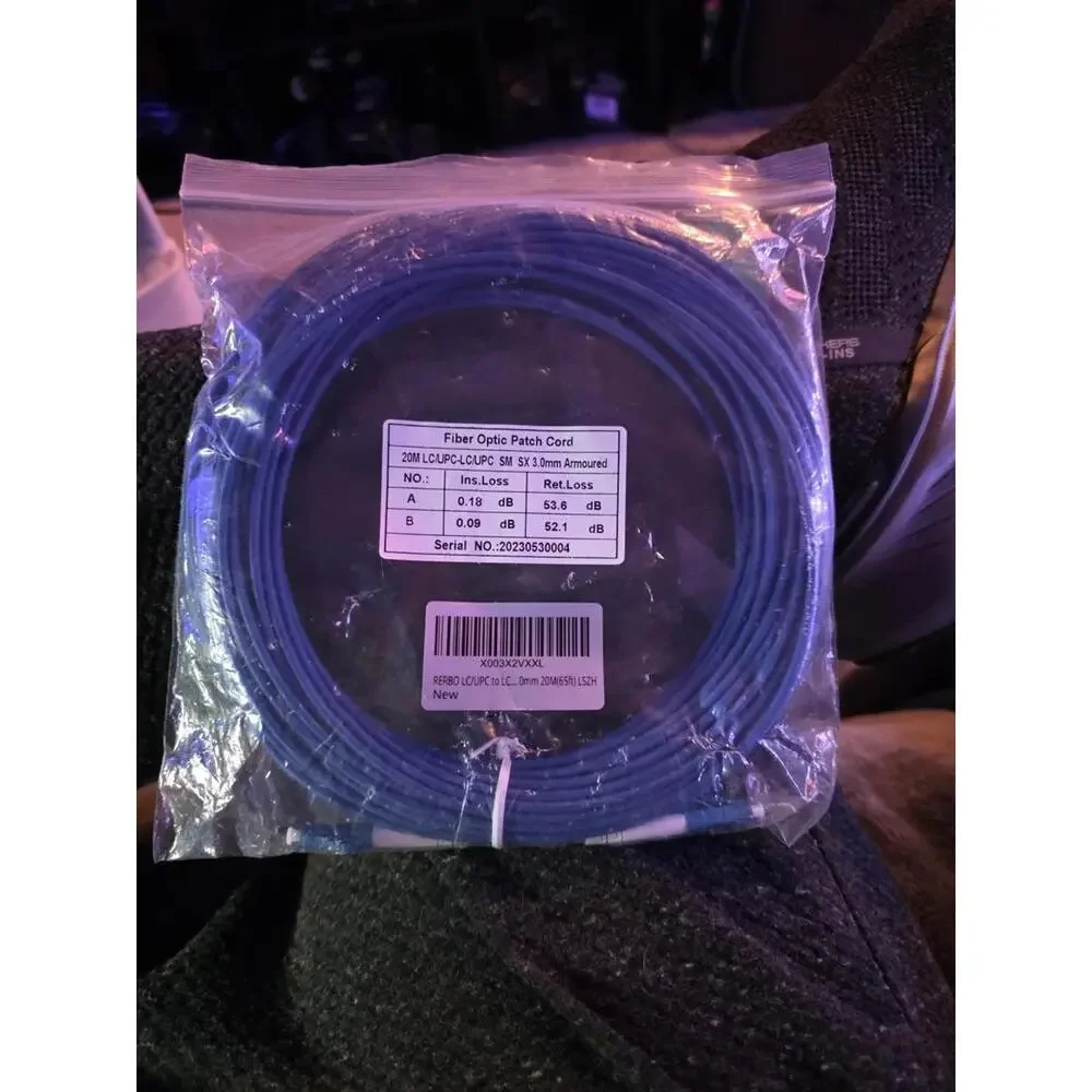 Rerbo Armoured SM SX Fiber Optic Patch Cable 3.0mm LC/UPC LC/UPC 20m / 65 Ft